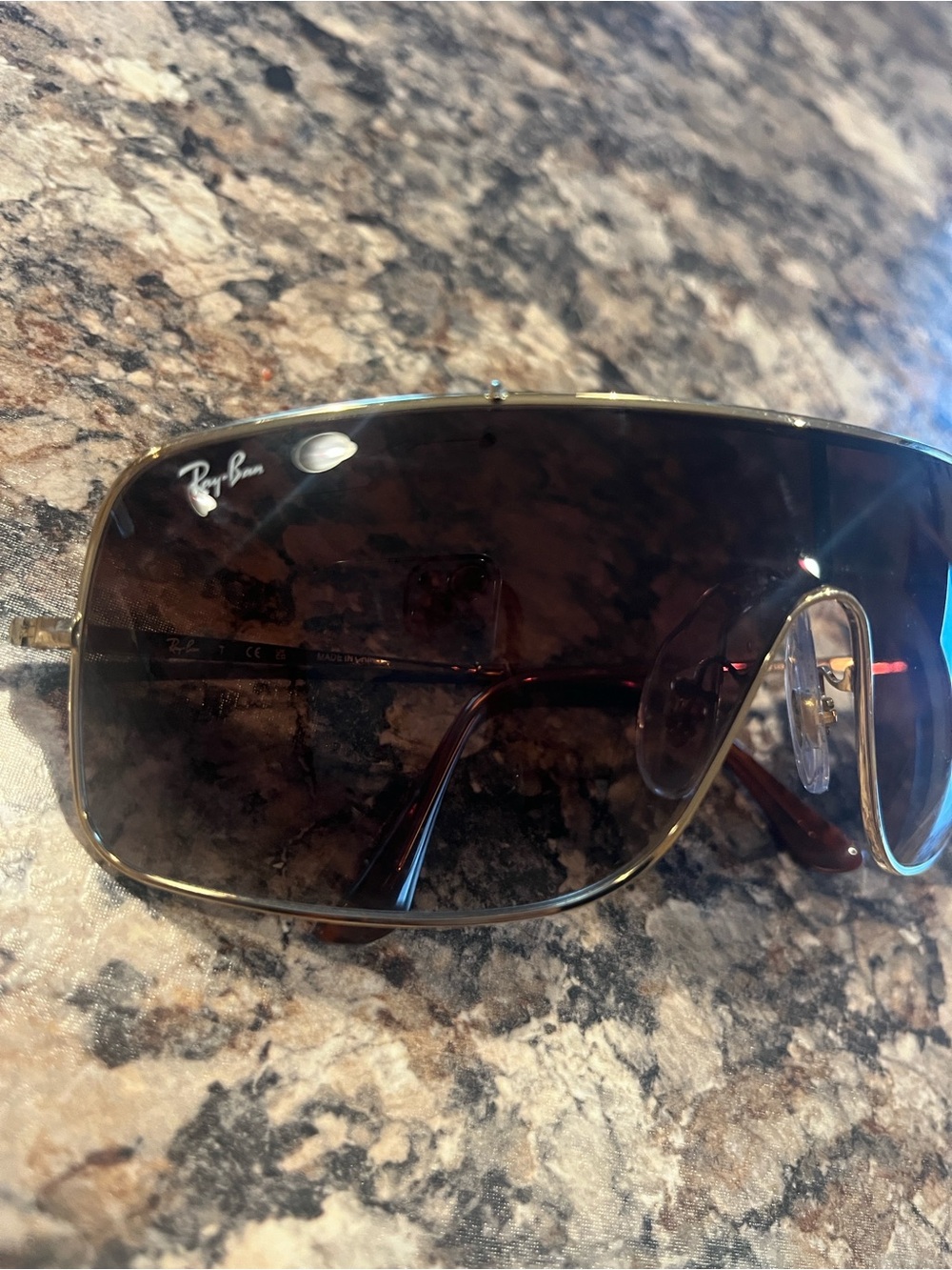 Ray-Ban Gold Frame Brown Gradient Shield Sunglasses - Picture 6 of 8